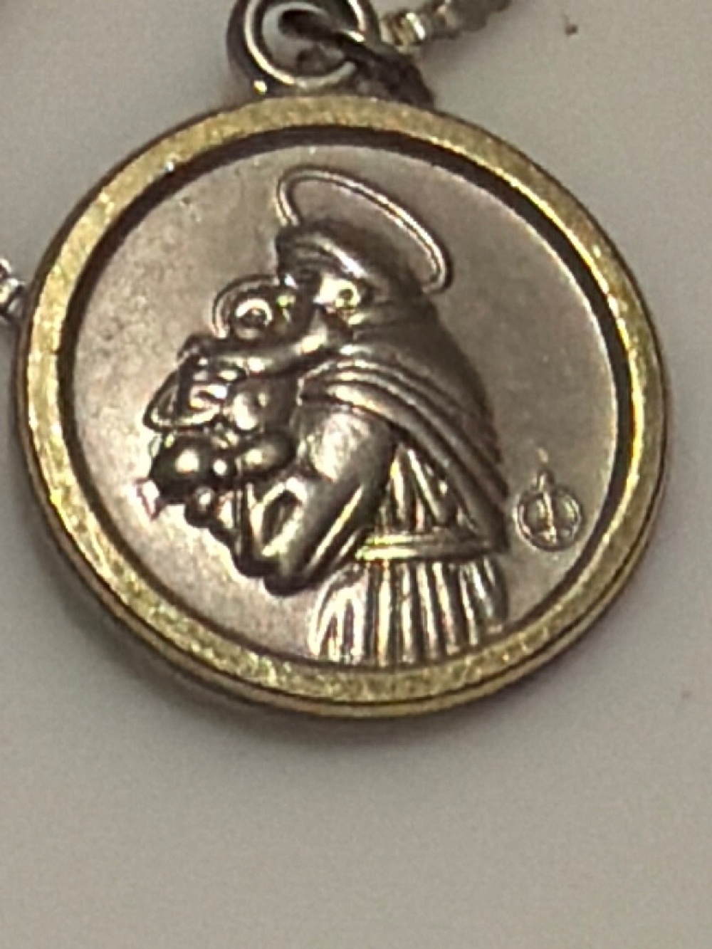 Vintage EB Sacred Arts Two-Tone Saint Joseph Medal Necklace